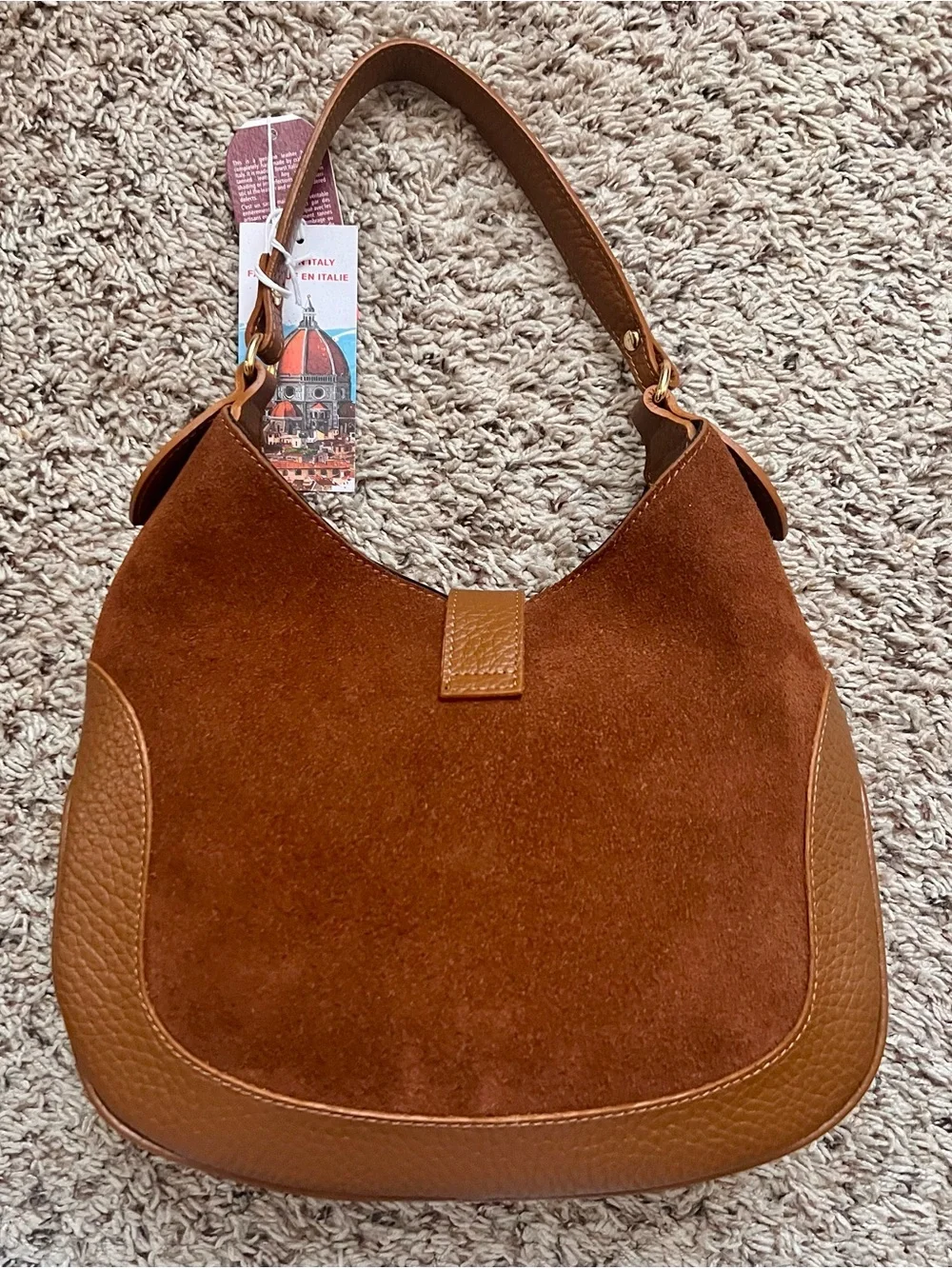 Isadora Norina Italian Suede Leather Hobo Shoulder Bag